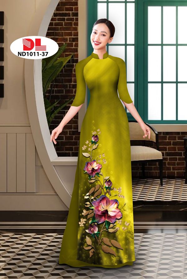 Vải Áo Dài Hoa In 3D AD ND1011 7